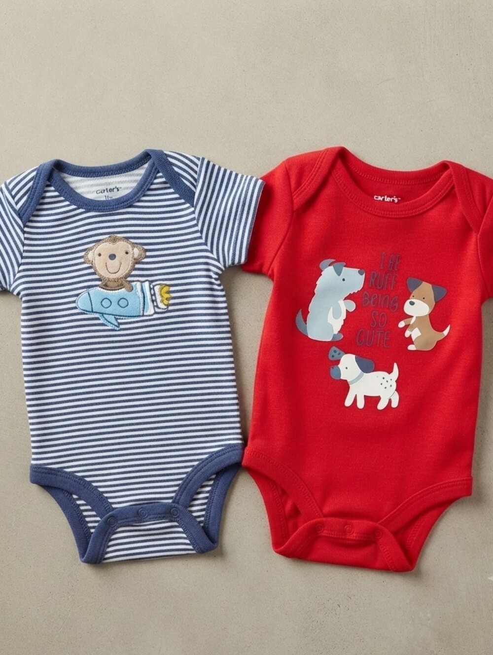 Red and Navy Striped Kids One Pieces Set